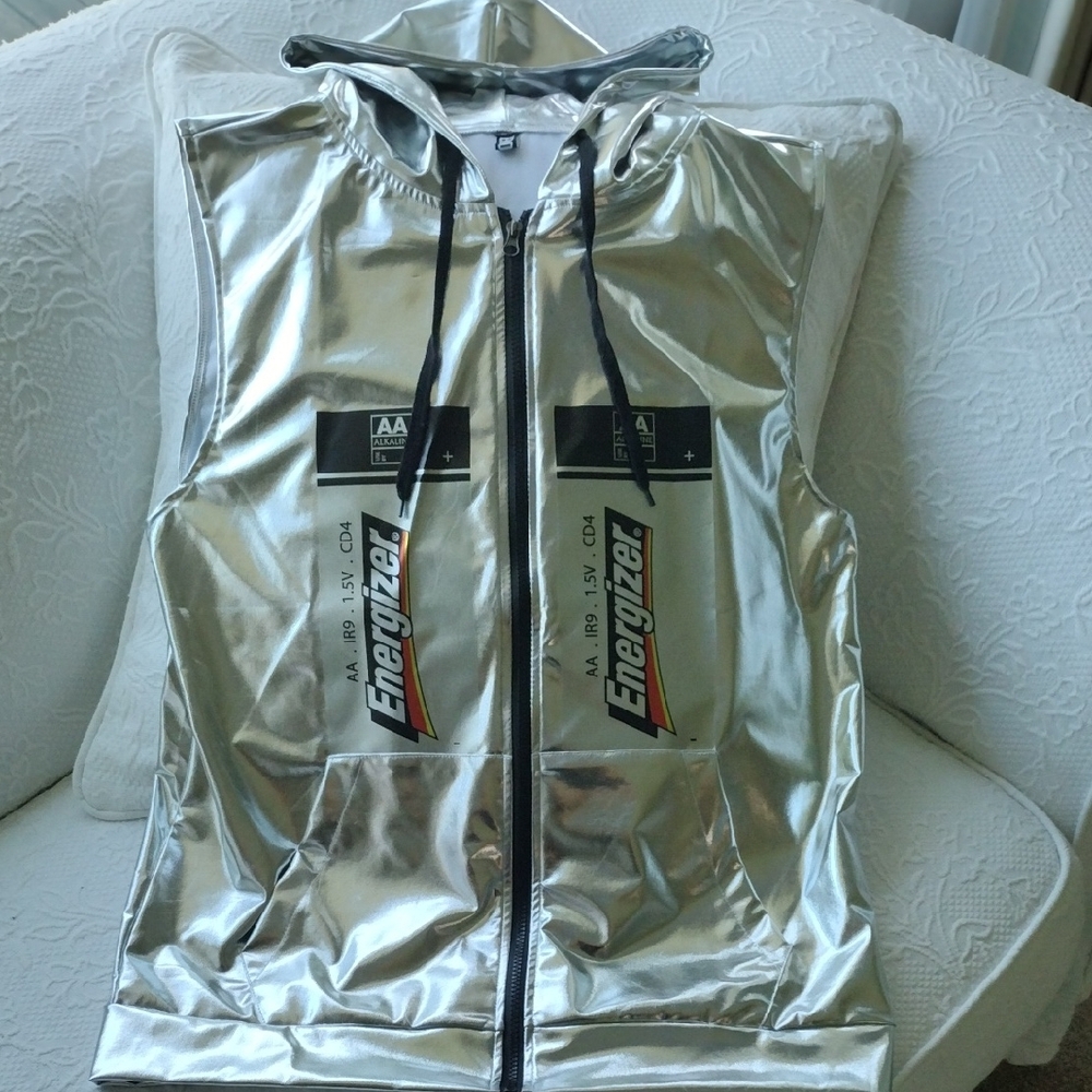 Silver Hooded Enegizer Battery Vest with Zipper